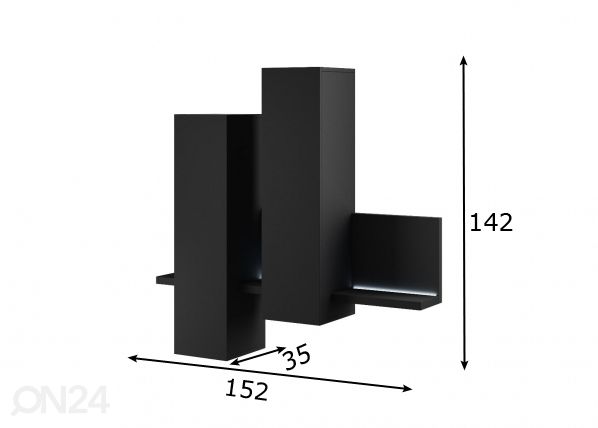 Шкаф настенный 152 cm чёрный размеры
