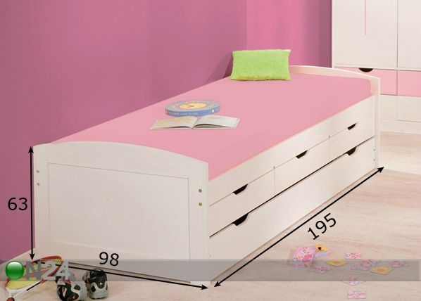 2-местная кровать Ulli 90x190 cm размеры