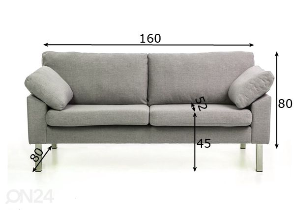 2-местный диван Fiona размеры