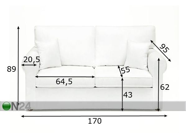 2-местный диван Florence размеры