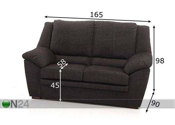 2-местный диван Hanna размеры