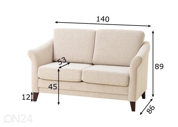 2-местный диван Linda размеры
