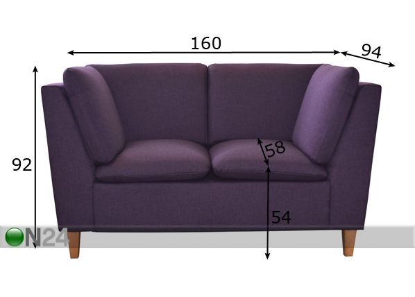 2-местный диван Piret размеры