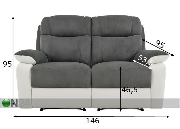 2-местный кожаный диван с механизмом подножки Caresse размеры