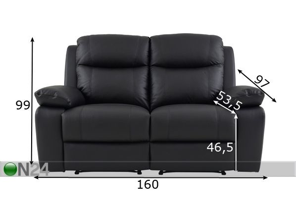 2-местный кожаный диван с механизмом подножки Trevise размеры