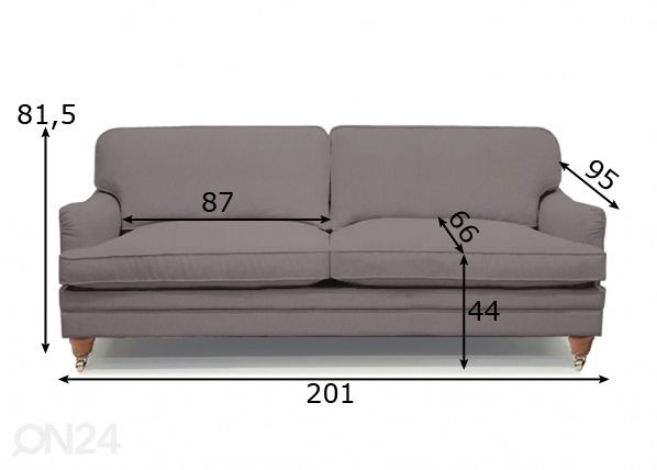 3-местный диван Baltimore с перьевыми подушками размеры