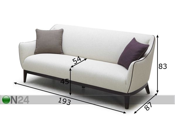 3-местный диван Elisabeth размеры