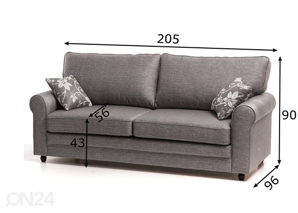 3-местный диван Greta размеры