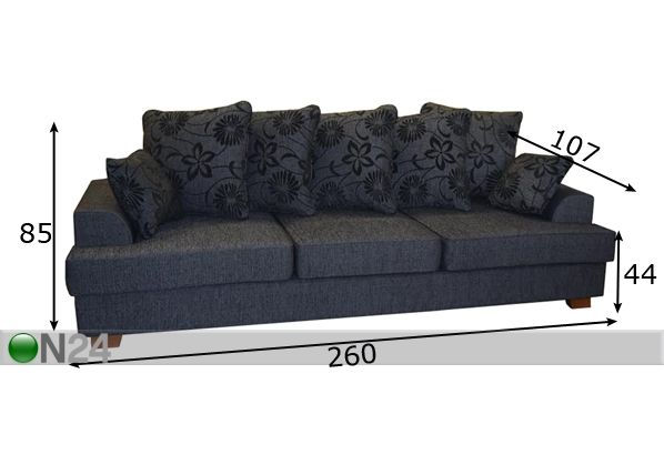 3-местный диван Jann размеры