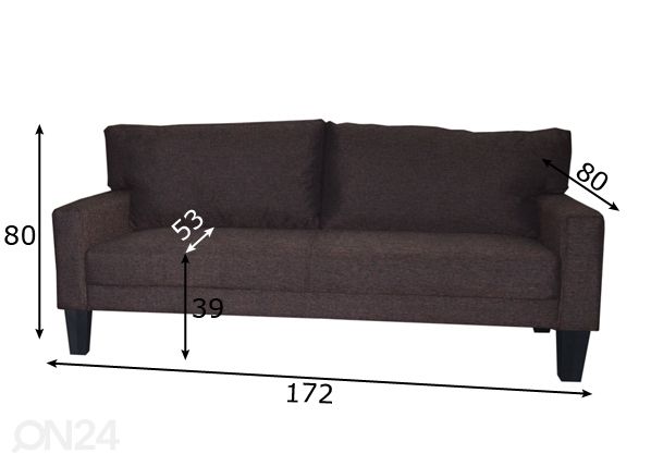3-местный диван Mia размеры