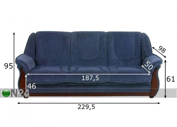 3-местный диван Sirje размеры