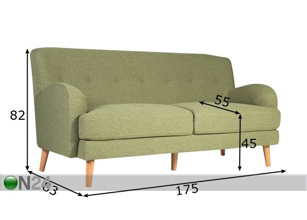 3-местный диван Teele размеры