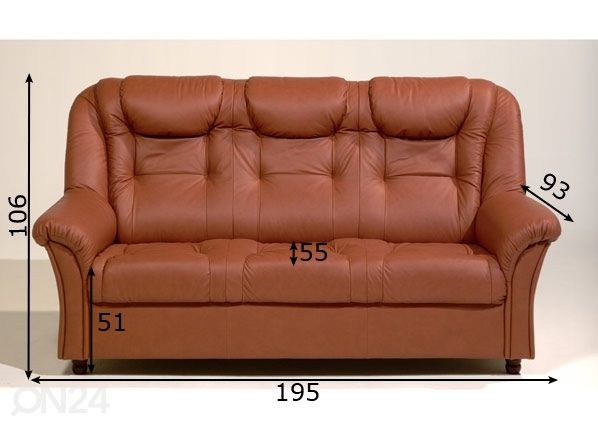 3-местный кожаный диван SanMarino размеры