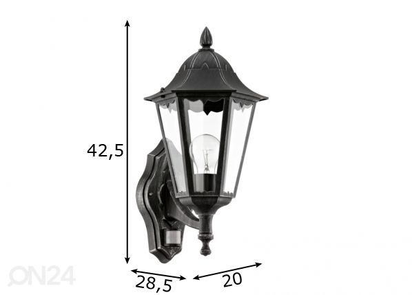 Eglo уличный светильник с датчиком движения Navedo размеры