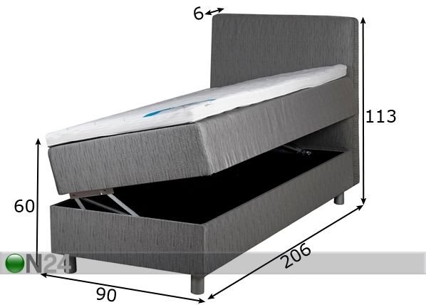 Hypnos кровать с ящиком 90x200 cm размеры