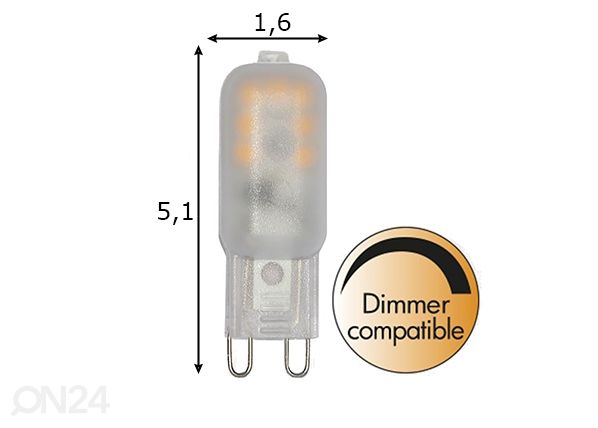 LED лампочка G9, 1,5Вт размеры