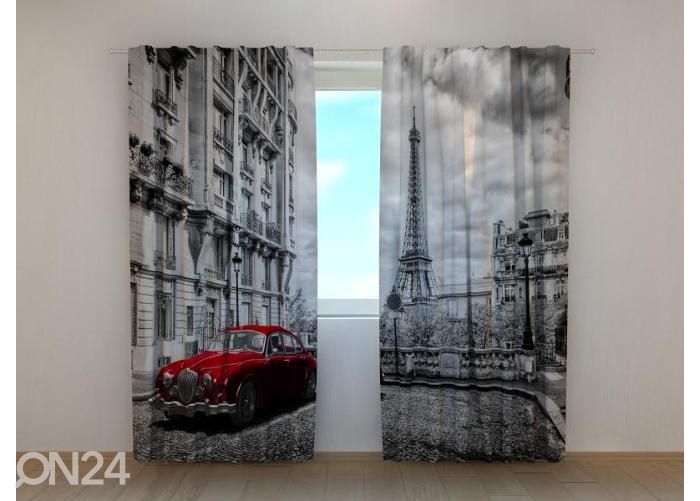 Затемняющая фотоштора Red Retro Limousine on the Street of Paris 240x220 см увеличить
