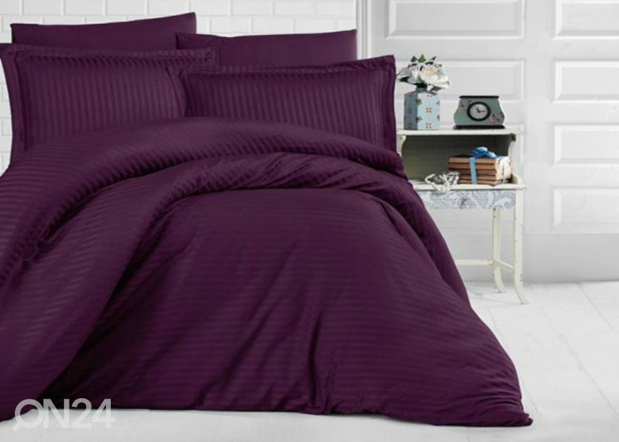 Комплект постельного белья с двумя пододеяльниками из сатина Uni Purple 160x220 см увеличить