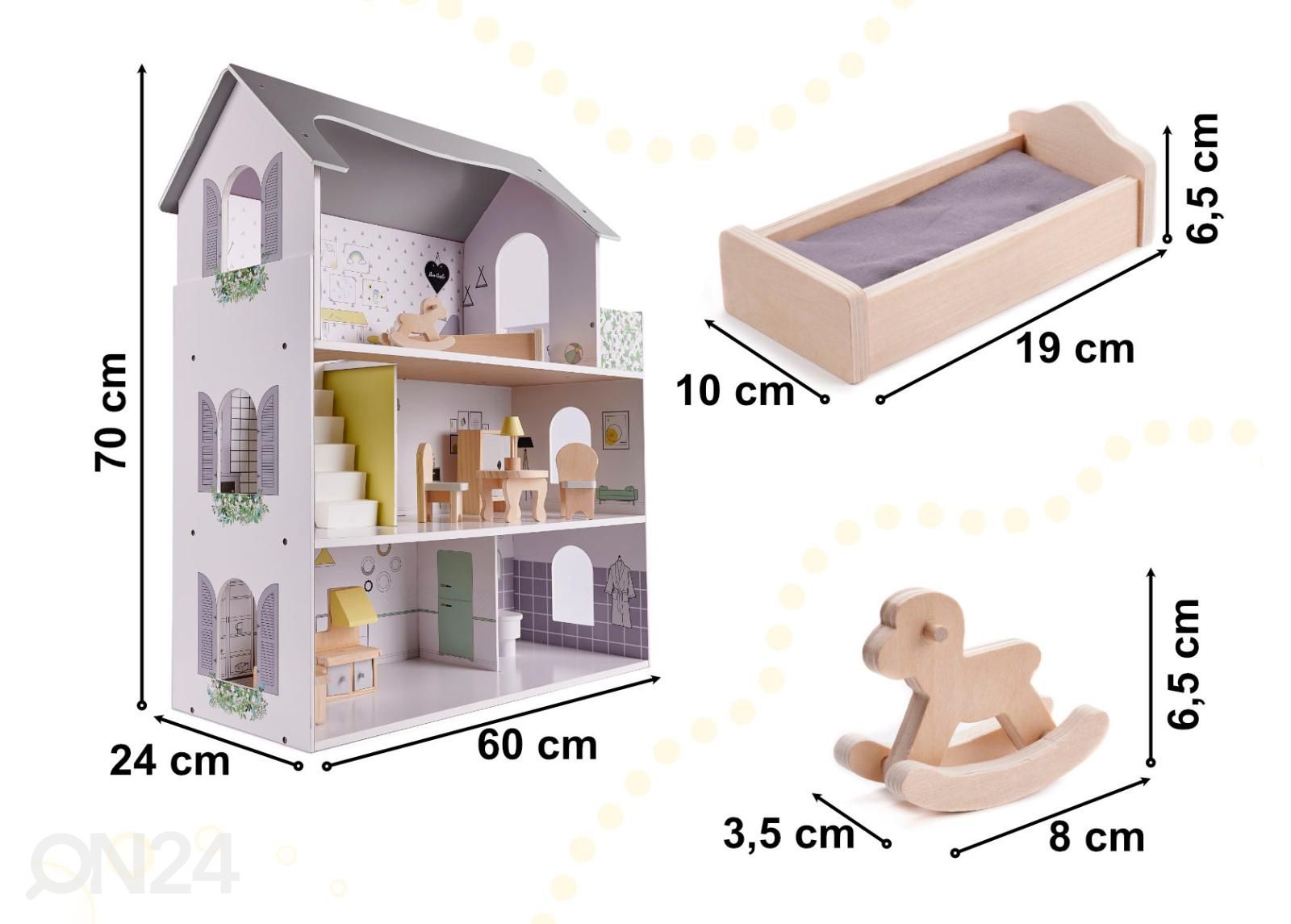 Кукольный домик + мебель 70 см увеличить размеры