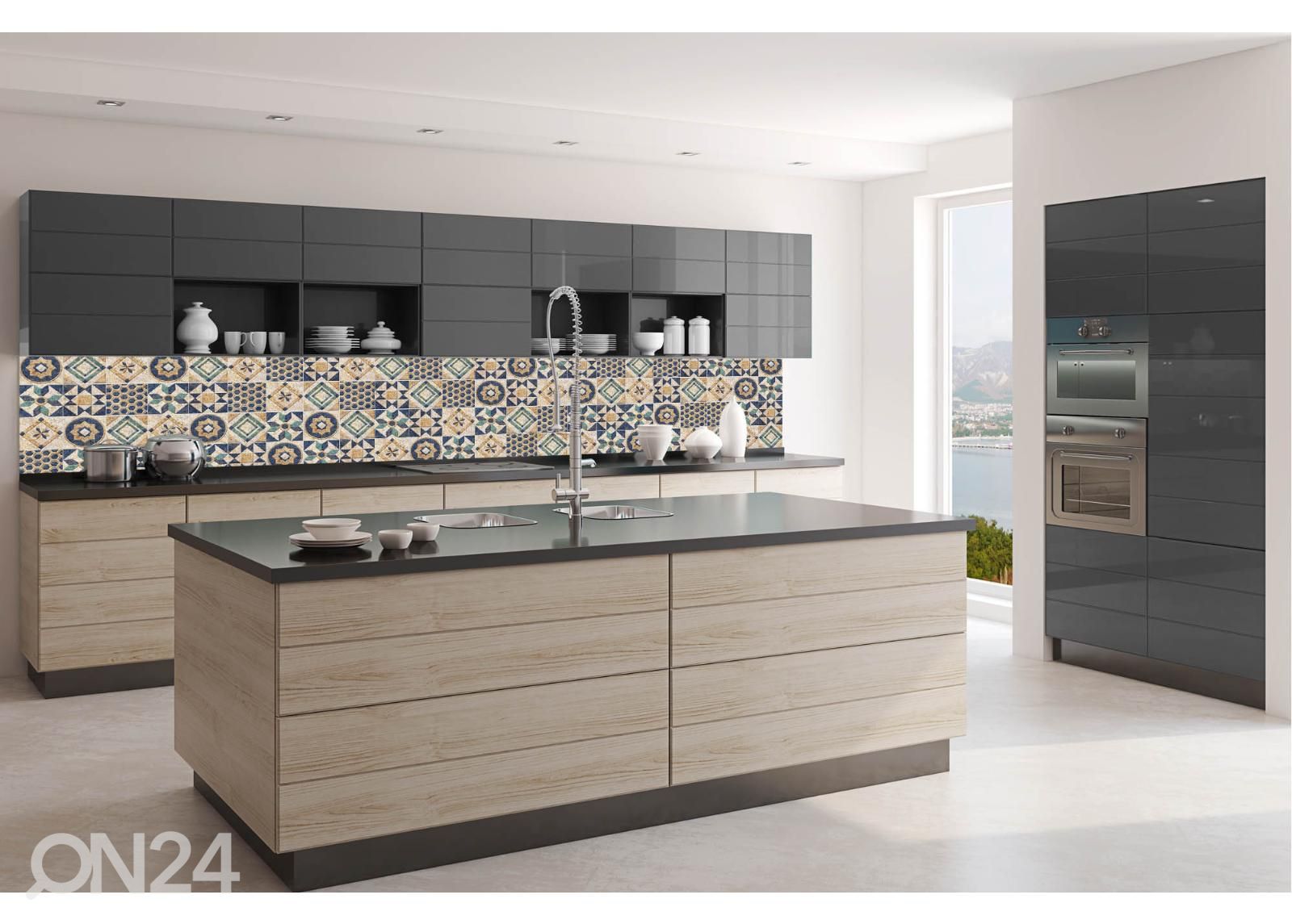 Кухонный фартук Abstract Blue Tiles 180x60 см увеличить