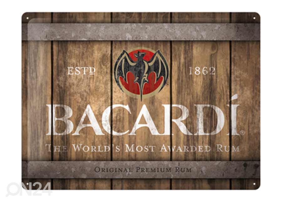 Металлический постер в ретро-стиле Bacardi - Wood Barrel Logo 30x40 cm увеличить