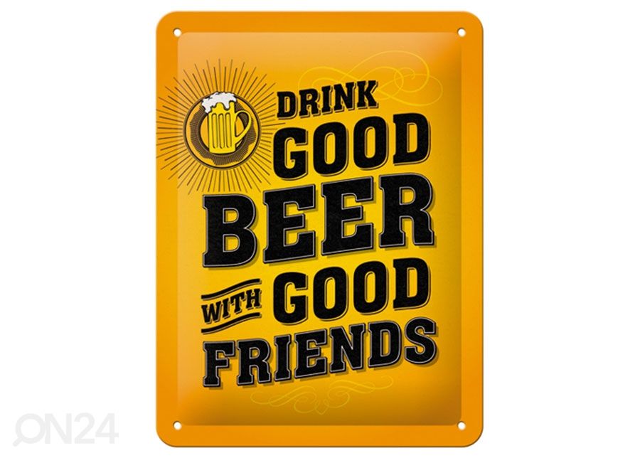 Металлический постер в ретро-стиле Drink good beer with good friends 15x20 см увеличить