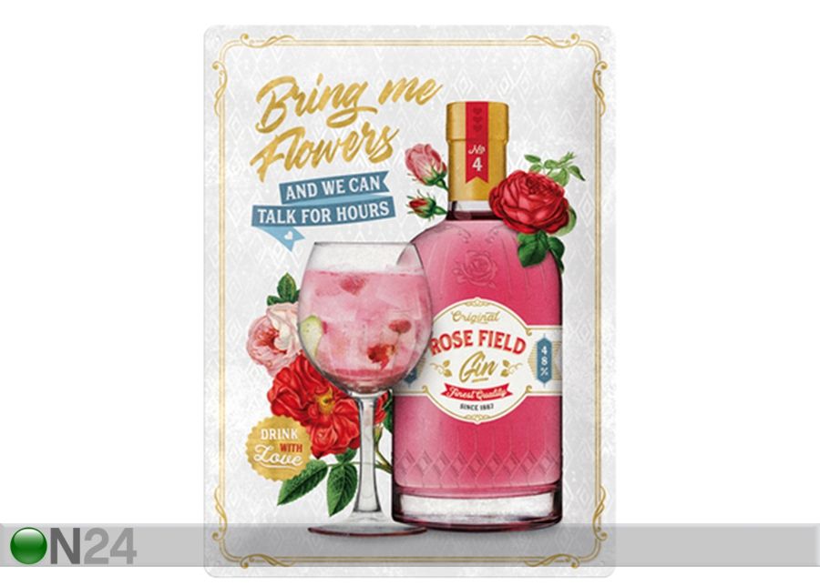 Металлический постер в ретро-стиле Pink Gin Flowers 30x40 см увеличить