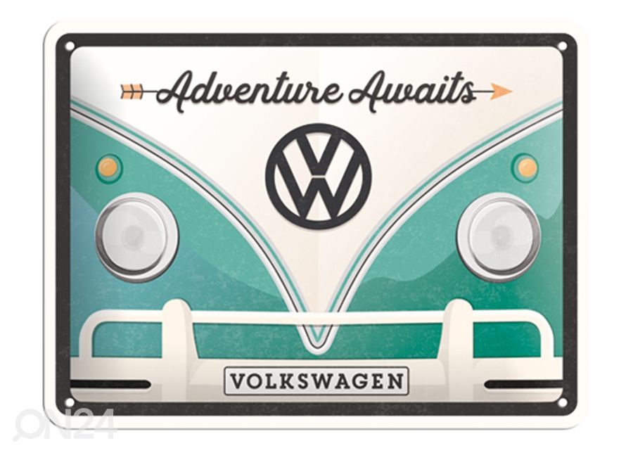 Металлический постер в ретро-стиле VW Bulli Adventure Awaits 15x20 cm увеличить
