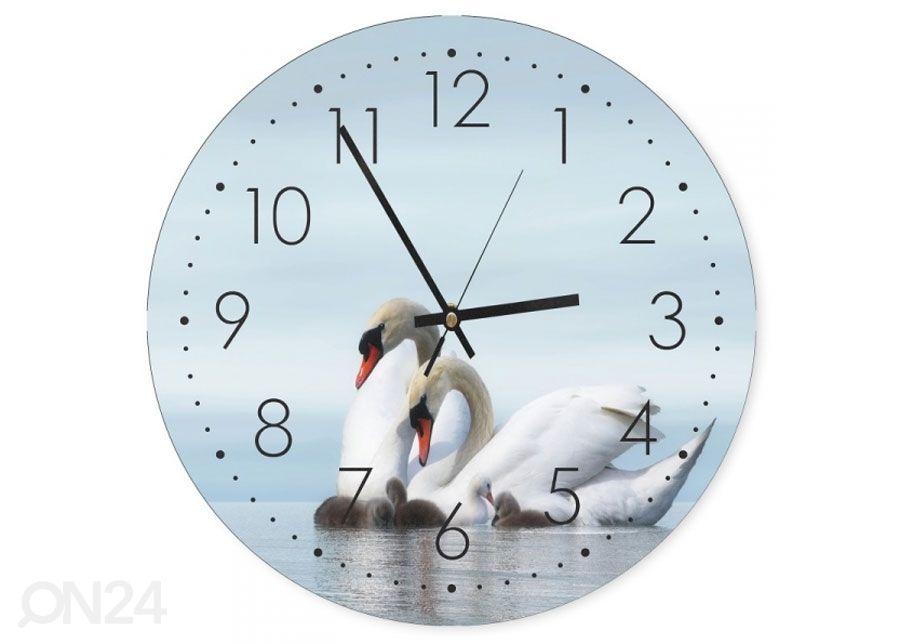 Настенные часы с картиной Swan family 1 увеличить