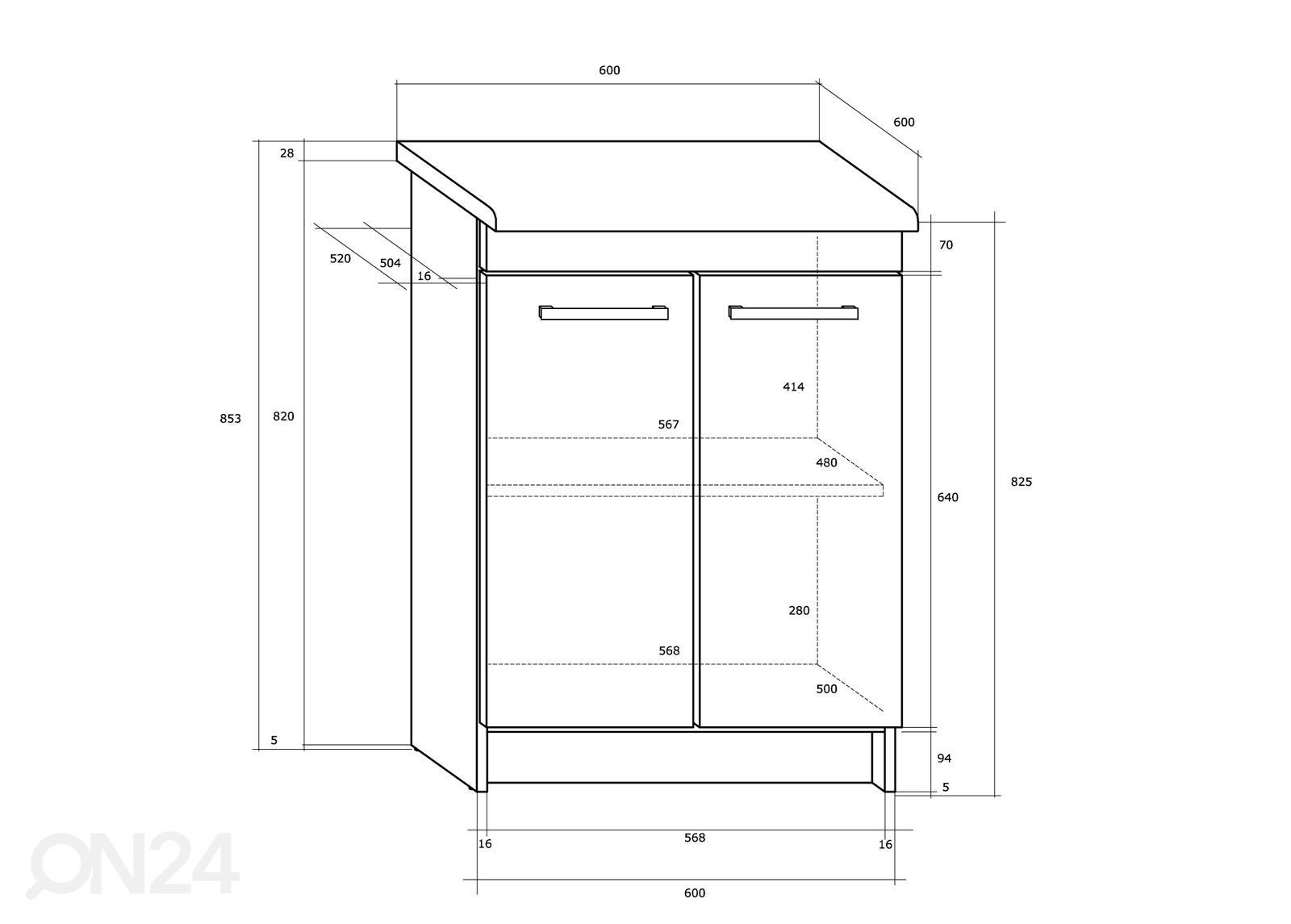 Нижний кухонный шкаф 60 cm увеличить размеры