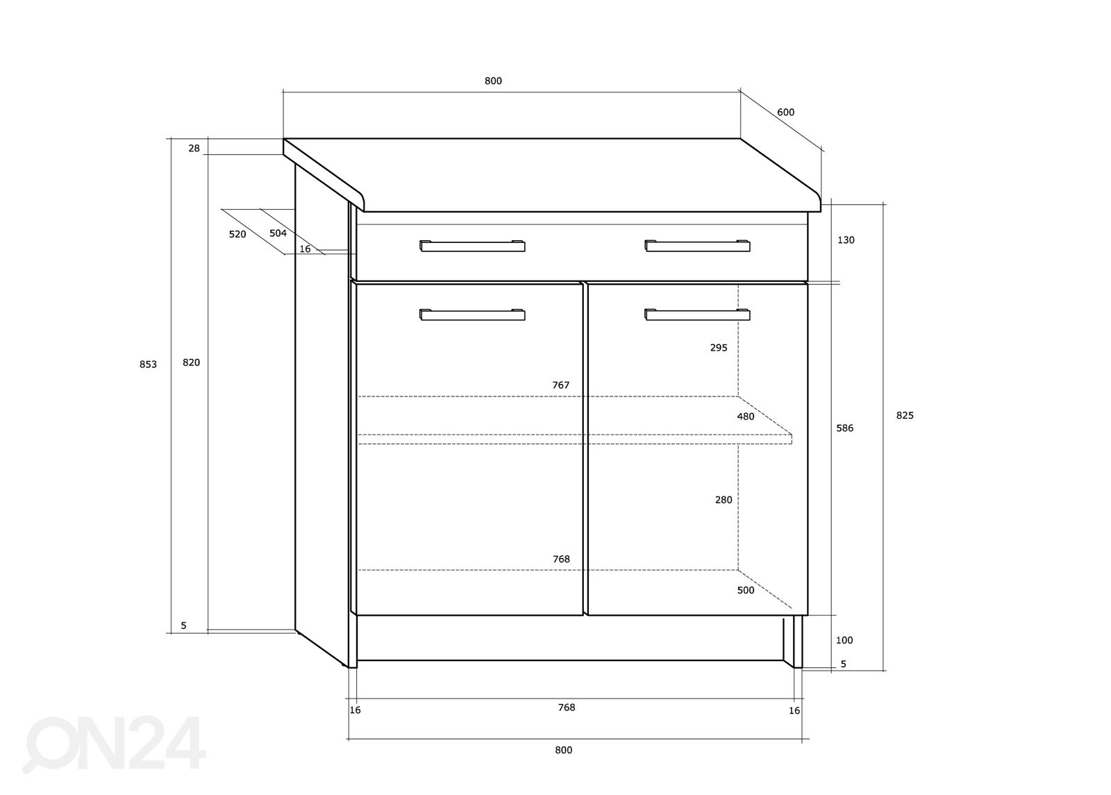 Нижний кухонный шкаф 80 cm увеличить размеры