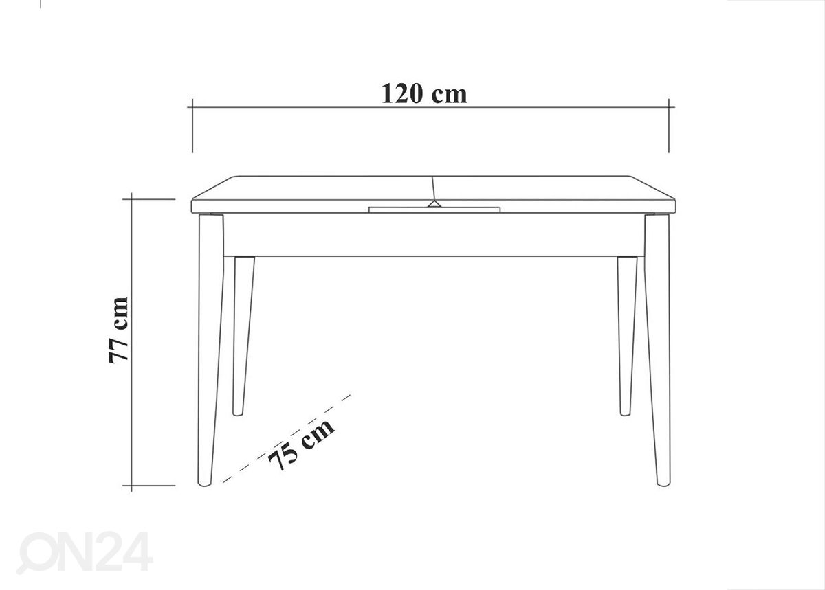 Обеденный стол Juta 75x120 cm увеличить размеры