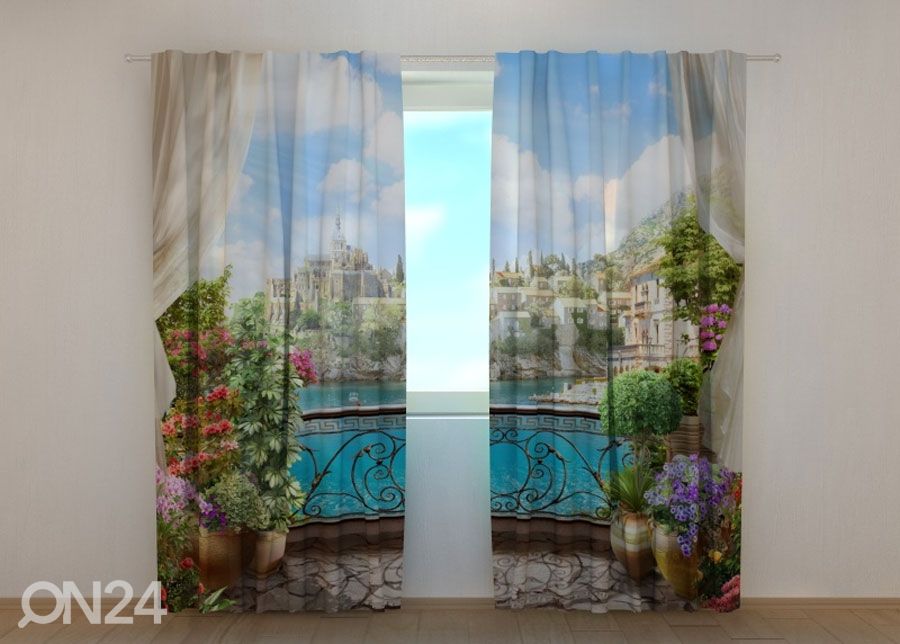 Полузатемняющая штора Balcony with flowers 240x220 см увеличить
