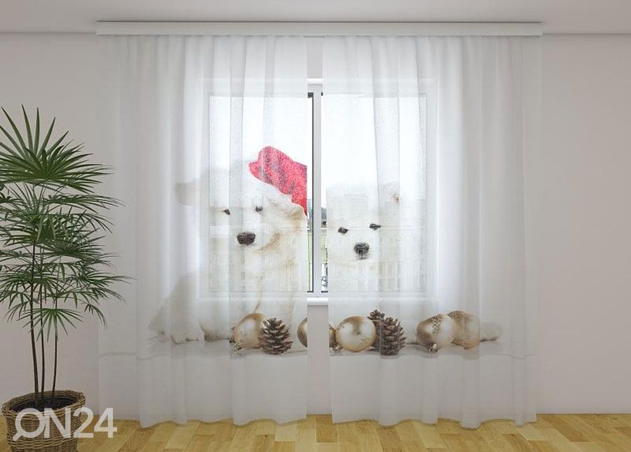 Просвечивающая штора Christmas Puppies 240x220 см увеличить