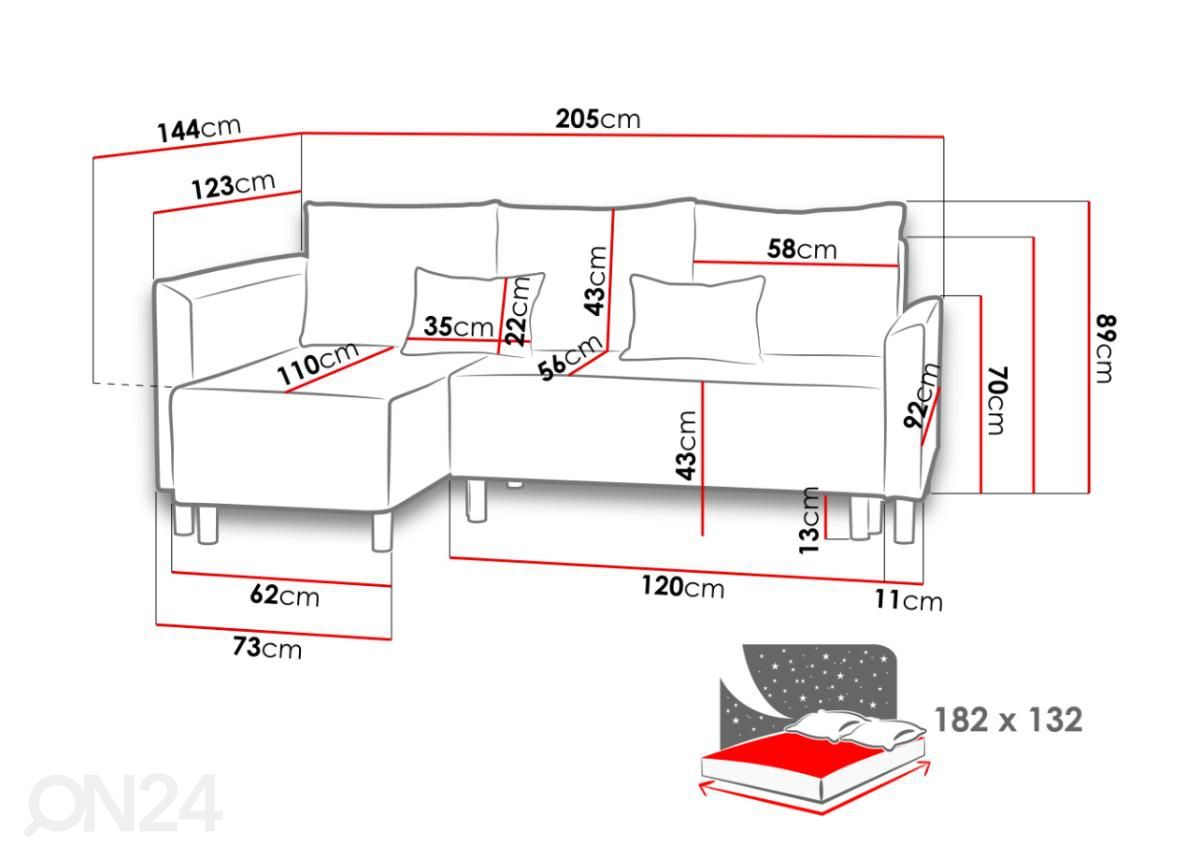Угловой диван-кровать Horizon увеличить размеры