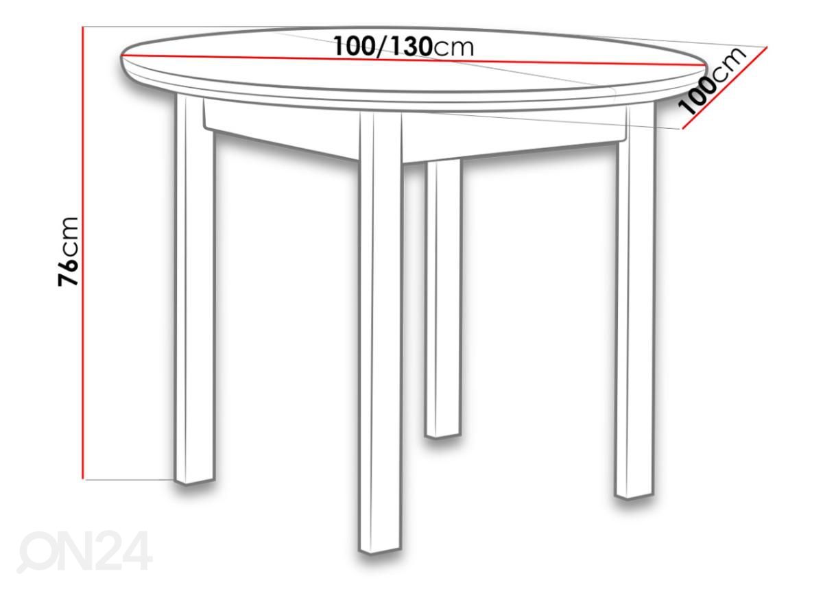 Удлиняющийся обеденный стол 100-130x100 cm увеличить размеры