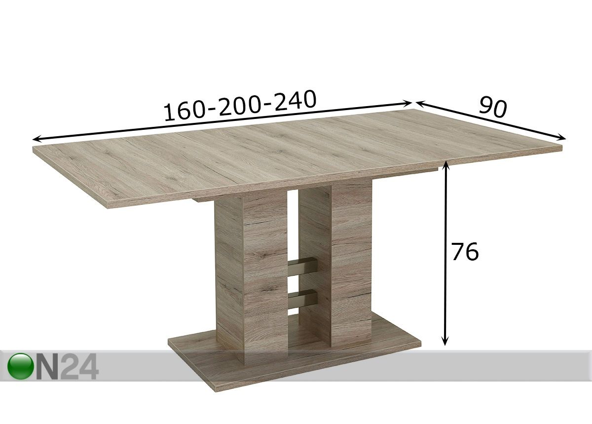 Удлиняющийся обеденный стол Helena I 90x160-240 cm увеличить размеры