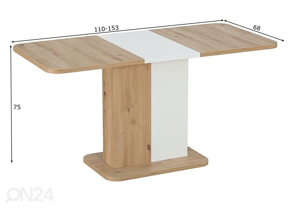 Удлиняющийся обеденный стол Ness 110-153x68 cm увеличить размеры