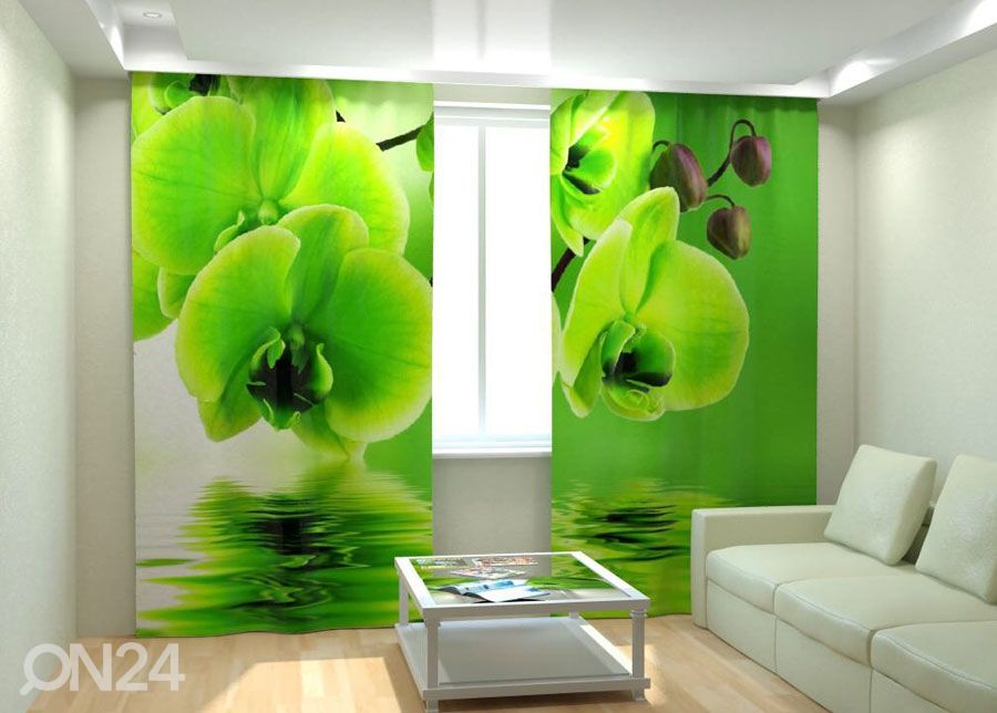Фотошторы "Green Orchid on the water" 300x260 см увеличить