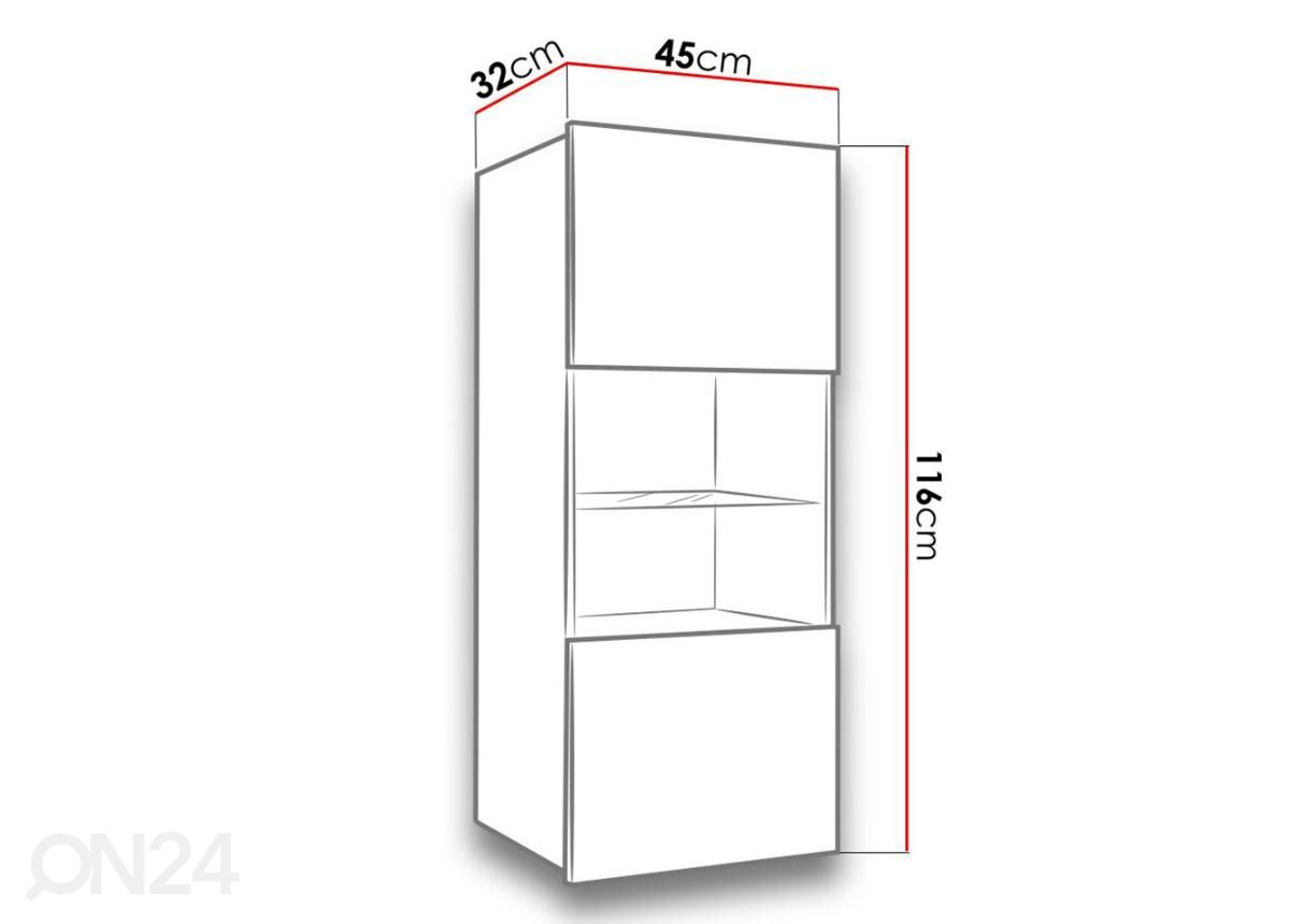 Шкаф-витрина 45 cm + освещение увеличить размеры