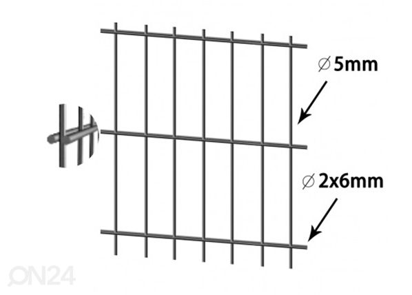 Заборная панель 2D RAL7016, 6/5/6 mm 103x250 cm