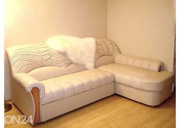 Кожаный угловой диван-кровать с ящиком