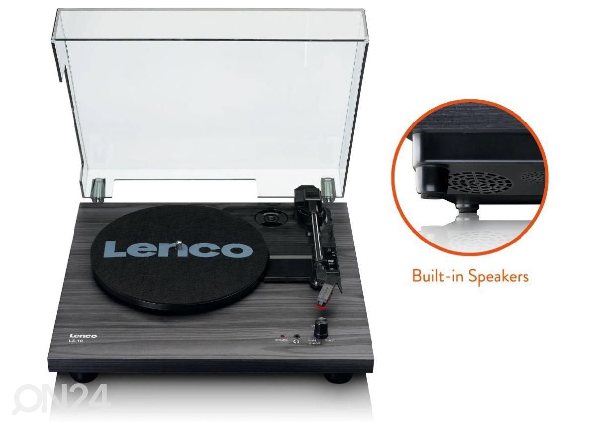 Виниловый проигрыватель с 2 динамиками Lenco LS10BK, черный увеличить