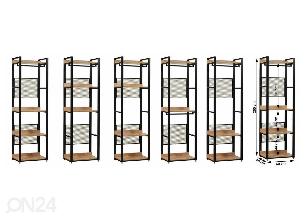 Гардеробная система (4 полки+ 2 штанги) 60x200 cm увеличить