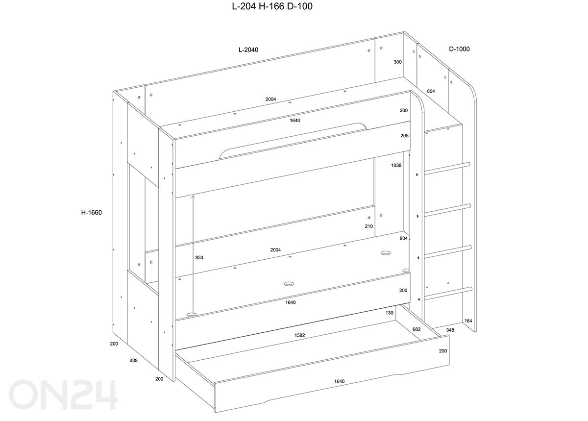 Двухъярусная кровать Бланк 80x200 см увеличить