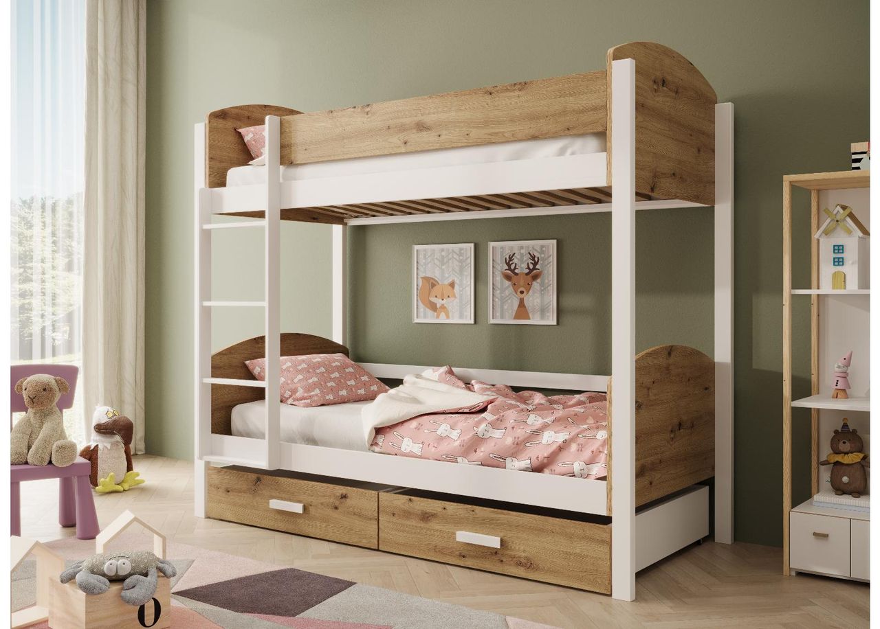 Двухъярусная кровать с матрасами Jori 80x180 см увеличить