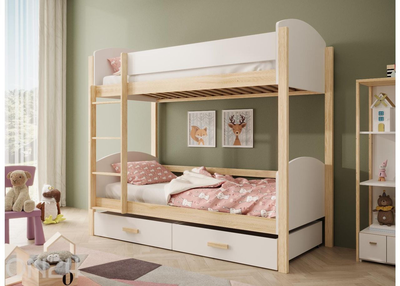 Двухъярусная кровать с матрасами Jori 90x200 см увеличить