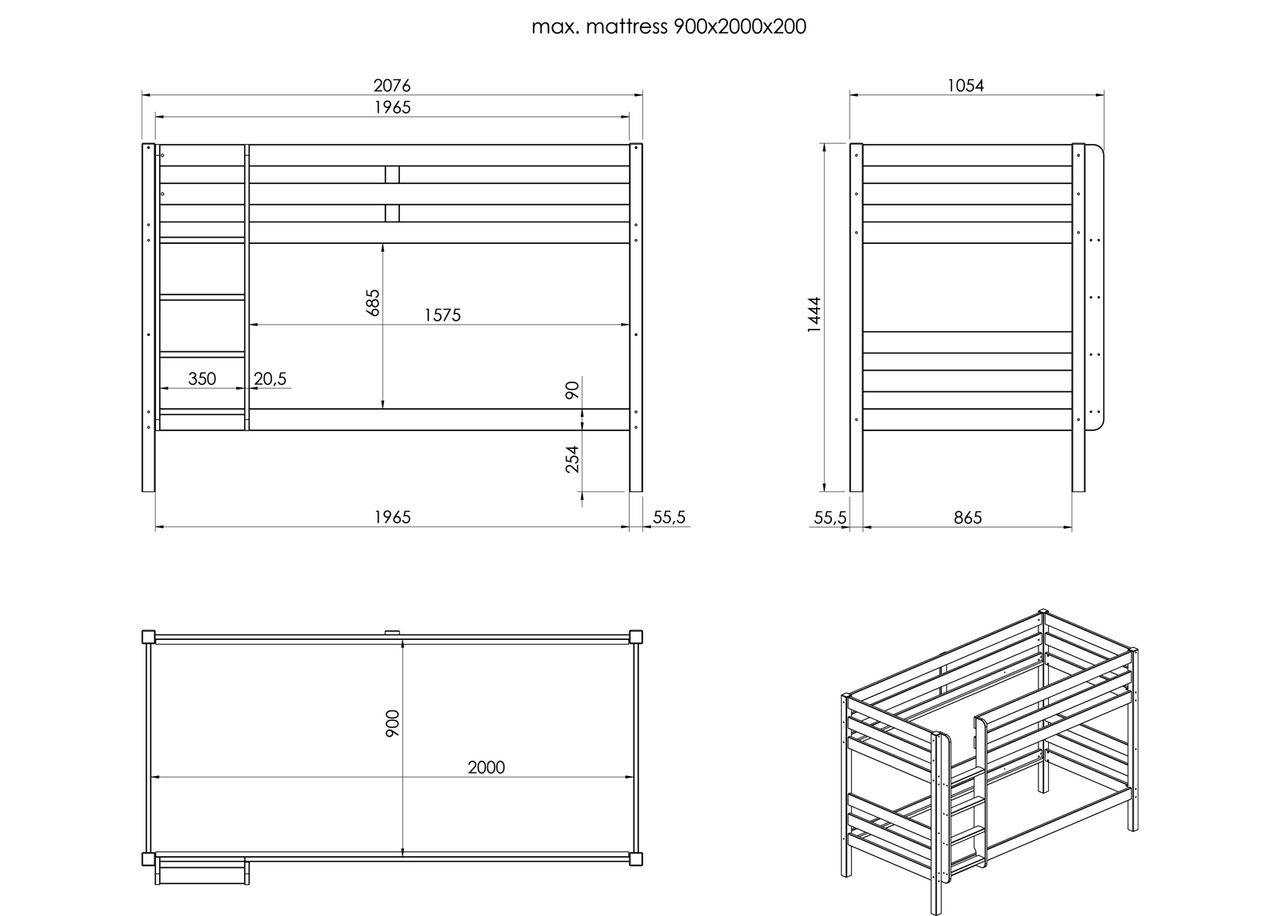 Двухъярусная кровать 90x200 cm увеличить