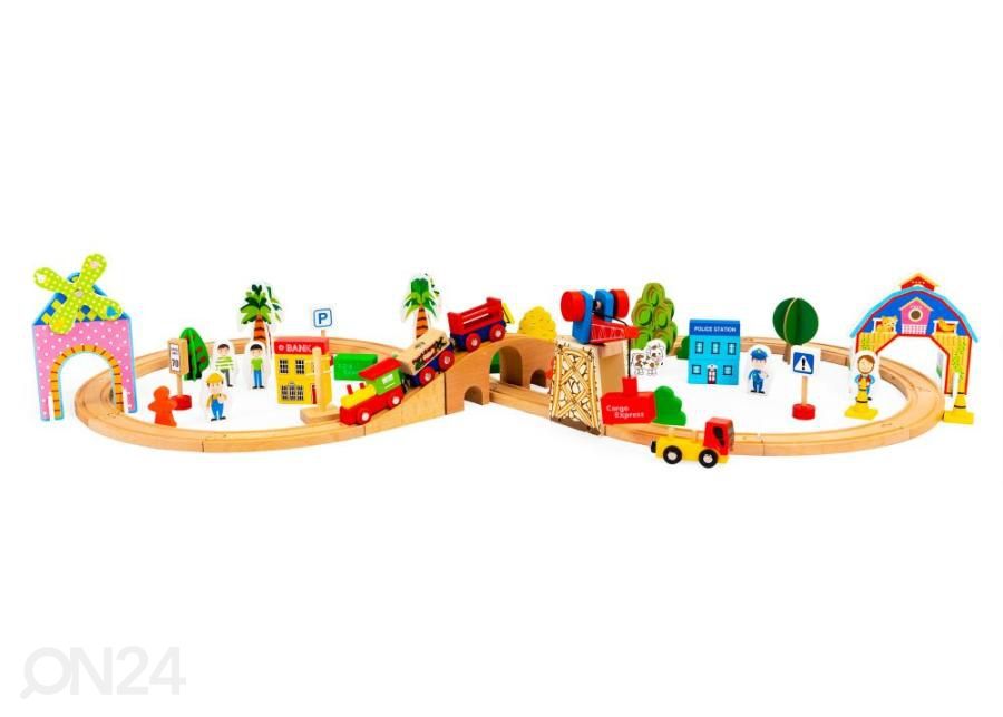 Деревянный паровозик Ecotoys 78 деталей увеличить