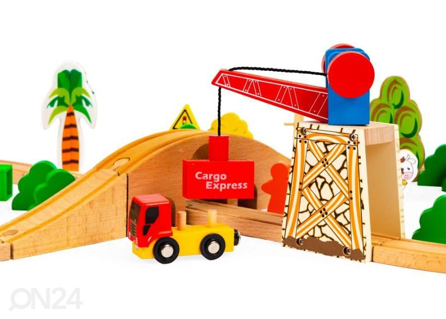 Деревянный паровозик Ecotoys 78 деталей увеличить
